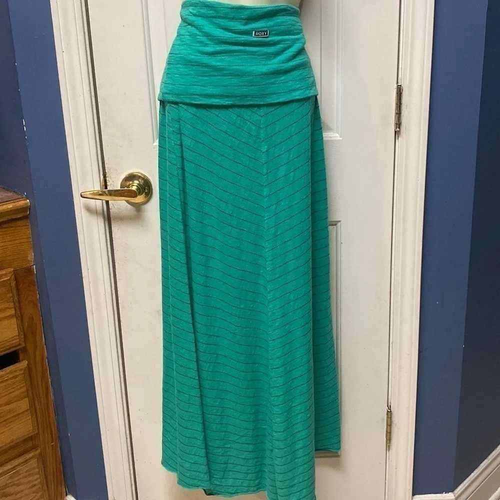ROXY Women’s Maxi Skirt / haltered dress teal green size small.